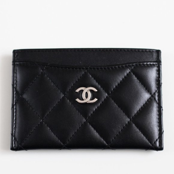 SOLD Chanel Classic Card Holder in Black Lambskin & Silver HW In Box + Card 2018 - Picture 1 of 12